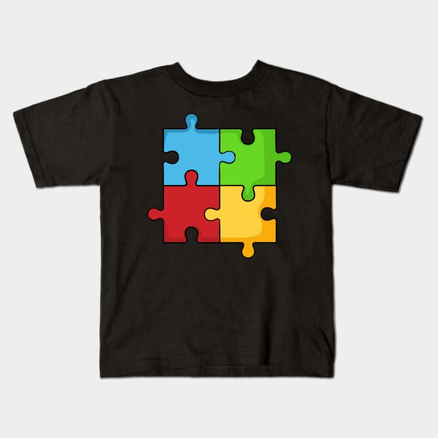 Autism Awareness Puzzle Kids T-Shirt by fromherotozero